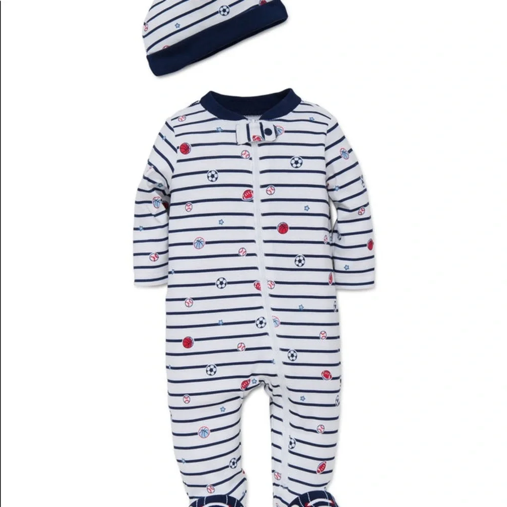 Sports Star Footed One-Piece and Hat by Little Me